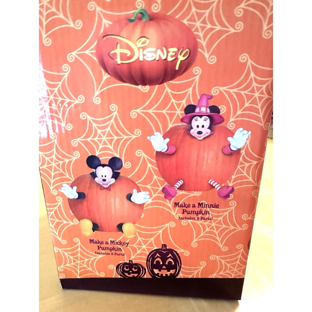 NEW 10 pc Gemmy Disney Halloween Vampire Mickey + Witch Minnie Pumpkin Push In